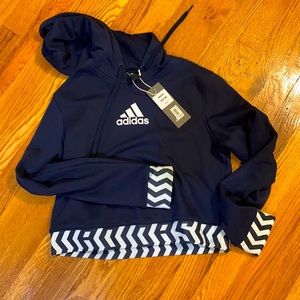 Navy and white strip adidas hoodie crop size small new w tags never worn